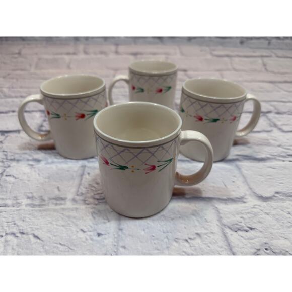 FOUR Savior Vivre Flower Garden Mugs JAPAN 10oz JF018 Microwave Dishwasher safe - Picture 1 of 7